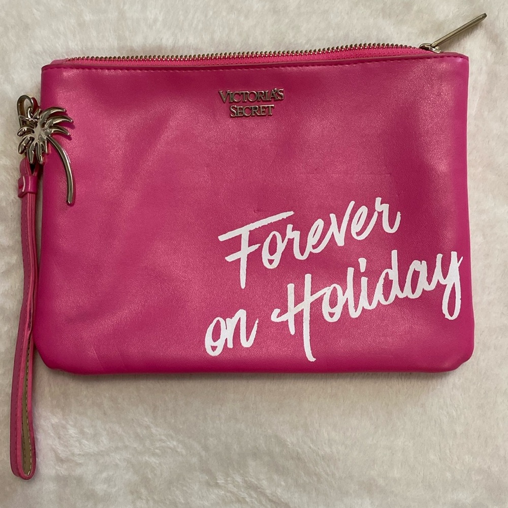 VS Hot Pink Make Up Bag with “Forever on Holiday” and  a palm tree charm.